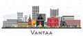 Vantaa Finland city skyline with color buildings isolated on white. Vantaa cityscape with landmarks. Business travel and tourism