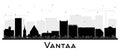 Vantaa Finland city skyline silhouette with black buildings isolated on white. Vantaa cityscape with landmarks. Business and