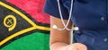 Vanuatu flag female doctor with stethoscope