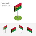 Vanuatu flag, vector 3D isometric flat icons