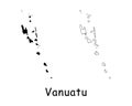 Vanuatu Country Map. Black silhouette and outline isolated on white background. EPS Vector