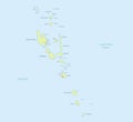 Vanuatu map detailed, islands and city with names, classic maps design