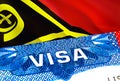 Vanuatu Visa. Travel to Vanuatu focusing on word VISA, 3D rendering. Vanuatu immigrate concept with visa in passport. Vanuatu