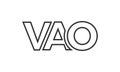 VAO logo design template with strong and modern bold text. Initial based vector logotype featuring simple and minimal typography. Royalty Free Stock Photo
