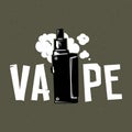 Vape device and smoke vector illustration on grey