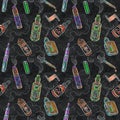 Vape e-cigarettes juice clouds colour chalk seamless pattern Royalty Free Stock Photo