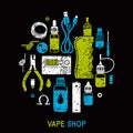 Vape icons set texture Royalty Free Stock Photo