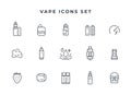 Vape icons set. Vaping accessories line vector