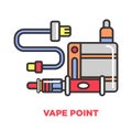 Vape point shop promotional poster with modern devices