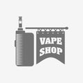 Vape shop e-cigarette emblem, label or logo. Vector vintage illustration. Royalty Free Stock Photo