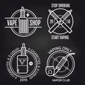 Vape shop logo design on blackboard Royalty Free Stock Photo