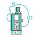 Vape shop logotype isolated vector illustration in flat design Royalty Free Stock Photo