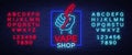 Vape shop neon icon, logo isolated Vector illustration. Neon sign, a night glowing banner selling electronic cigarettes Royalty Free Stock Photo