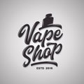 Vape shop typography template. Vector vintage lettering illustration. Royalty Free Stock Photo