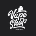 Vape shop typography template. Vector vintage lettering illustration. Royalty Free Stock Photo