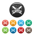 Vape smoking day icons set color