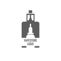 Vape store logo template design. E-cigarette and e-liquid bottle stamp or T-shirt print.