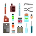 Vaping Accessories Flat Icons Set Royalty Free Stock Photo