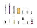 Vaping colored icon set Royalty Free Stock Photo