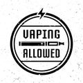 Vaping and electronic cigarettes vector monochrome round emblem, label, badge or logo in vintage style on background Royalty Free Stock Photo