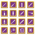 Vaping icons set purple