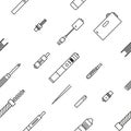 Vaping seamless pattern on white background, vector Royalty Free Stock Photo