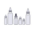 Vaping vector set. Vape juices outline on white background.