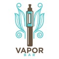 Vapor bar logo design isolated on white. Vape e-cigarette emblem