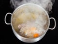 Vapor over boiling of beef broth