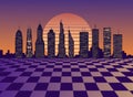 Vaporwave city 1980s style Royalty Free Stock Photo