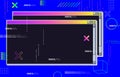 Vaporwave cyberpunk glitch retrofuturistic background with opened windows. User interface with neon color