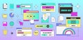Vaporwave retro pc desktop with user interface elements in y2k style