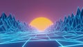 Vaporwave retro sunset animation loop