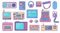 Vaporwave Retro User Interface Elements Displayed in Aesthetic Composition
