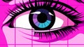 Vaporwave style big sparkling anime eye . Print for a t-shirt, poster, cover. Ai Generative Royalty Free Stock Photo