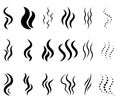 Vapour icon. Odour symbol. Aroma steam wave. Vector illustration set isolated on white