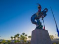 Vaquero. The cowboy. A sculpture by Luis Jimenez in Las Vegas. Blue summer sky. Vacation time.