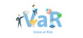 VaR, Value at Risk. Concept with keywords, letters and icons. Flat vector illustration. Isolated on white background.