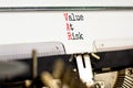 VAR Value at risk symbol. Concept words VAR Value at risk typed on beautiful retro old typewriter. Beautiful white background. Royalty Free Stock Photo