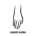 Varada mudra. Hand spirituality hindu yoga of fingers gesture. Technique of meditation for mental health.