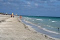 Varadero beach, Cuba. Caribbean island. Cuban beach with transparent waters. Summer. Tourists enjoying the sea on the beach. Sun