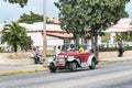 Taxi, retro Ford car of 1927 with open top on street of resort town Varadero, Cuba