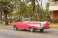 VARADERO, CUBA - JANUARY 05, 2018: Classic pink Chevrolet retro