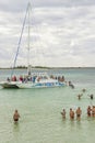 VARADERO, CUBA - JANUARY 06, 2018: People in cold water leave th