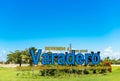 Welcome sign at the entrance to the city Varadero for tourists in Varadero Cuba - Serie Cuba