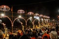 Varanasi, India - Hindu priests perform an Arti worship ceremony Royalty Free Stock Photo