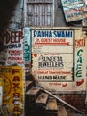 Varanasi, or Benares, Uttar Pradesh, India - Street signs written in multiple languages including Hindi, English, Korean.