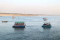 Tourist boats at Ganges river Royalty Free Stock Photo