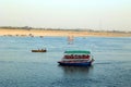 Tourist boats at Ganges river Royalty Free Stock Photo