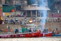 View of the ceremony of the cremation of a unknown Hindu person